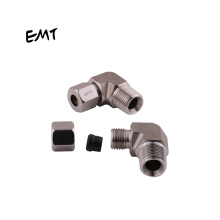 Npt male end metric thread 24 degree bite type elbow ferrule hydraulic fittings compression pipe connector